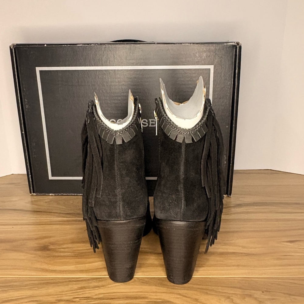 Lucchese Black Suede Fringe Ankle Boots - Picture 4 of 8